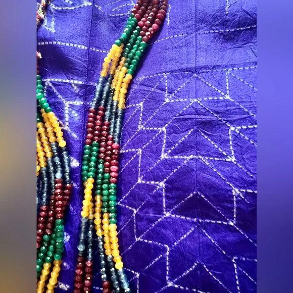 Stunning!New! Multicoloured beaded necklace with 5 lines . Royal necklace,